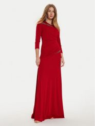 Rinascimento Sukienka wieczorowa CFC0121168003 Czerwony Slim Fit. Czerwone sukienki damskie Rinascimento, bez wzorów, z syntetyku, wizytowe, bez ramiączek. Za 409.99 zł.