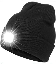 Czapka unisex z lampką led usb ładowana. Czarne czapki damskie SPORTENZIA, na zimę, bez wzorów, z materiału. Za 91.99 zł.