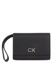 Calvin Klein Portfel Re-Lock Bifold & Cardholder Sm K60K611092 Czarny. Czarne portfele damskie Calvin Klein, bez wzorów, ze skóry. Za 379.99 zł.
