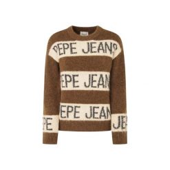 Sweter damski Pepe Jeans Helmi. Białe swetry klasyczne damskie Pepe Jeans, na zimę, z jeansu, bez kołnierzyka. W wyprzedaży za 408.70 zł.