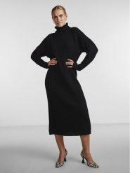 YAS Sukienka dzianinowa Mavi 26028660 Czarny Relaxed Fit. Czarne sukienki damskie YAS, bez wzorów, z dzianiny, bez ramiączek. Za 159.99 zł.