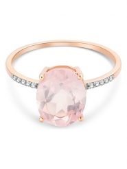 Diamant Exquis Złoty pierścionek z diamentami i różowym kwarcem rozmiar: 58. Czerwone pierścionki damskie Diamant Exquis, z diamentem, złote. Za 1,187.99 zł.