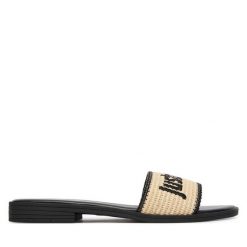 Klapki Just Cavalli. Brązowe klapki damskie Just Cavalli, bez wzorów, bez obcasa, bez zapięcia. Za 555.99 zł.