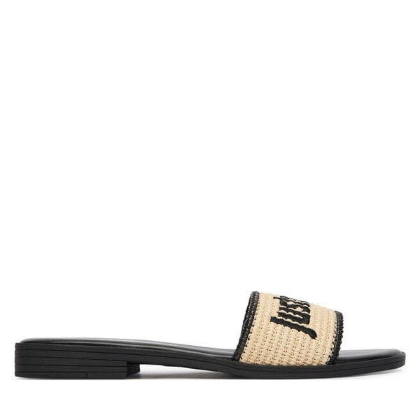 Klapki Just Cavalli. Brązowe klapki damskie Just Cavalli, bez wzorów, bez obcasa, bez zapięcia. Za 288.99 zł.