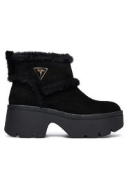 Guess Botki FLFBRD ESU10 Czarny. Czarne botki damskie Guess, ze skóry, bez obcasa, na słupku, bez zapięcia. Za 519.99 zł.