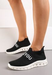 Czarne Buty Sportowe z Napisem LOVE i Elastyczną Cholewką Alaissa. Czarne obuwie sportowe casual damskie Renee. Za 44.99 zł.