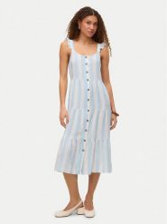 Vero Moda Sukienka letnia Linn 10322614 Błękitny Regular Fit. Niebieskie sukienki damskie Vero Moda, bez wzorów, ze lnu, bez ramiączek. Za 169.99 zł.
