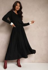 Czarna Spódnica z Wiskozą o Plisowanym Kroju z Gumką w Pasie Tilisya. Czarne spódnice damskie Renee, na co dzień, bez wzorów, z bawełny, eleganckie, maxi. Za 119.99 zł.