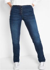 Dżinsy Boyfriend mid waist, wygodny pasek. Niebieskie jeansy damskie bonprix. Za 139.99 zł.