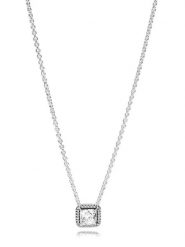 Pandora Srebrny naszyjnik z zawieszką - dł. 45 cm rozmiar: onesize. Szare naszyjniki damskie Pandora, z cyrkonią, srebrne. Za 311.12 zł.