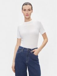 Calvin Klein T-Shirt Modal Rib Ss Tee K20K206404 Biały Slim Fit. Białe t-shirty damskie Calvin Klein, xl, bez wzorów, bez kołnierzyka. Za 209.99 zł.