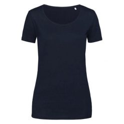 Koszulka Damska Finest Cotton T-shirt. Niebieskie koszulki damskie Stedman, bez wzorów, bez kołnierzyka, bez ramiączek. Za 34.99 zł.