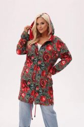 Bluza z kapturem Granada - print w owoce granatu i kwiaty piwonii PLUS SIZE XXL OVERSIZE JESIEŃ. Czerwone bluzy damskie Moda Size Plus Iwanek, na jesień, plus size, z aplikacjami, z bawełny, z kapturem. Za 329.90 zł.