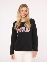 Zwillingsherz Koszulka "Wild" w kolorze czarnym rozmiar: XL. Czarne bluzki damskie Zwillingsherz, xl, bez wzorów, bez kołnierzyka, bez ramiączek. Za 113.99 zł.