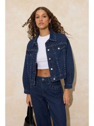 Trendyol Kurtka dżinsowa w kolorze niebieskim rozmiar: M. Niebieskie kurtki damskie Trendyol, m, bez wzorów, z bawełny, bez kaptura. Za 173.99 zł.