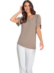 Heine Koszulka w kolorze beżowym rozmiar: 50. Brązowe koszulki damskie Heine, bez wzorów, bez kołnierzyka, bez ramiączek. Za 65.54 zł.