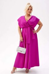 Elegancka amarantowa sukienka Flavia na wesele PLUS SIZE XXL. Czerwone sukienki damskie Moda Size Plus Iwanek, bez wzorów, z elastanu, eleganckie, bez ramiączek. Za 429.90 zł.