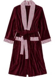 Szlafrok z frotte. Czerwone szlafroki damskie bonprix, z aplikacjami, z bawełny, bez kaptura. Za 139.99 zł.