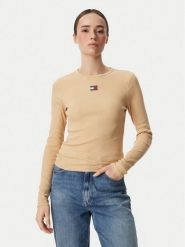 Tommy Jeans Bluzka DW0DW20178 Żółty Slim Fit. Żółte bluzki damskie Tommy Jeans, xs, bez wzorów, z bawełny, bez kołnierzyka, bez ramiączek. Za 189.99 zł.