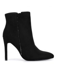 DeeZee Botki WYL2979-39 Czarny. Czarne botki damskie DeeZee, z materiału, bez obcasa, na szpilce, bez zapięcia. Za 179.99 zł.