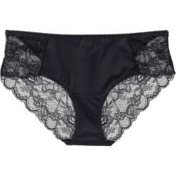 Figi "panty" bonprix czarny. Czarne bokserki damskie bonprix, w koronkowe wzory, z koronki. Za 29.99 zł.