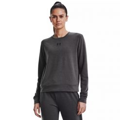 Koszulka damska z długim rękawem Under Armour 1369856. Szare koszulki damskie Under Armour, bez wzorów, bez kołnierzyka, bez ramiączek. Za 269.99 zł.