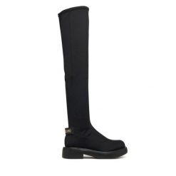 Muszkieterki LOVE MOSCHINO. Czarne kozaki damskie Love Moschino, bez obcasa, na płaskiej podeszwie, bez zapięcia. Za 1,099.00 zł.