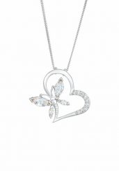 Elli Damski Serce Motyla wisior Elegancki z kryształami cyrkonii w srebrze próby 925 Sterling Silver Naszyjniki 1 ct. Szare naszyjniki damskie Elli, z cyrkonią, srebrne. Za 203.99 zł.