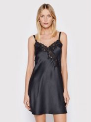 Lauren Ralph Lauren Koszula nocna ILN31684 Czarny Regular Fit. Czarne koszule nocne i halki Lauren Ralph Lauren, bez wzorów, z syntetyku, bez ramiączek. Za 339.99 zł.