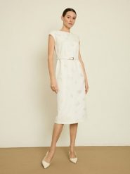 BGN Sukienka w kolorze kremowym rozmiar: 38. Brązowe sukienki damskie BGN, bez wzorów, ze skóry, bez ramiączek. Za 130.99 zł.