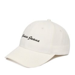 Czapka z daszkiem Guess Jeans. Białe czapki z daszkiem damskie Guess Jeans, z aplikacjami, z jeansu. Za 79.99 zł.