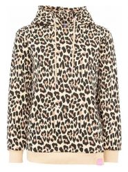 Zwillingsherz Bluza "Leo Allover" w kolorze beżowym rozmiar: S/M. Brązowe bluzy damskie Zwillingsherz, m, bez wzorów, z kapturem. Za 210.81 zł.