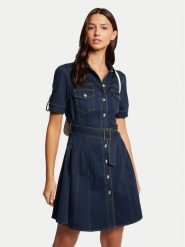 Morgan Sukienka jeansowa 241-RIXES Granatowy Regular Fit. Niebieskie sukienki damskie Morgan, bez wzorów, z bawełny, bez ramiączek. Za 309.99 zł.