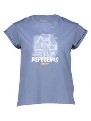 Pepe Jeans Koszulka w kolorze niebieskim rozmiar: XL. Niebieskie bluzki damskie Pepe Jeans, xl, bez wzorów, z bawełny, bez kołnierzyka, bez ramiączek. Za 88.02 zł.