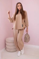 Komplet bawełniany bluza + spodnie jasny camelowy. Bluzy damskie KESI, l, bez wzorów, z bawełny, bez kaptura. Za 284.37 zł.