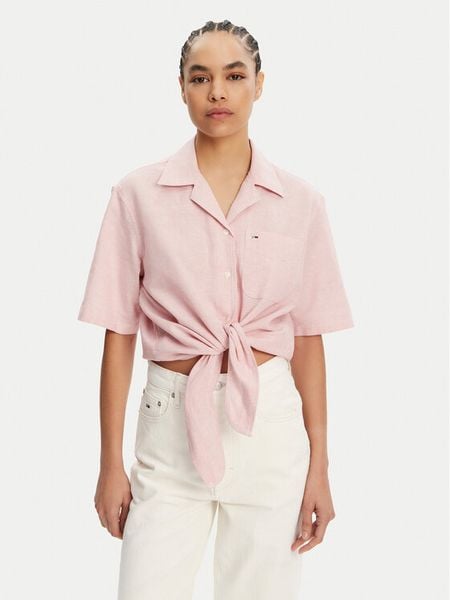 Tommy Jeans Koszula DW0DW20286 Różowy Regular Fit. Czerwone koszule damskie Tommy Jeans, s, bez wzorów, z bawełny, bez kołnierzyka, bez ramiączek. Za 189.99 zł.