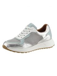 Heine Skórzane sneakersy w kolorze srebrno-szaro-błękitnym rozmiar: 37. Niebieskie obuwie sportowe damskie Heine, ze skóry, bez zapięcia. Za 130.99 zł.