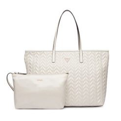 Torebka Guess. Białe shopper bag Guess, z aplikacjami, bez dodatków. Za 719.99 zł.