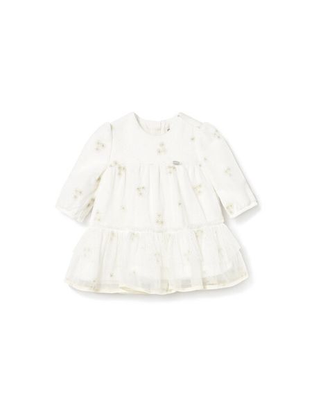 Mayoral Sukienka elegancka 2817 Écru Regular Fit. Białe sukienki dziewczęce Mayoral, bez wzorów, z bawełny, bez ramiączek. Za 129.99 zł.