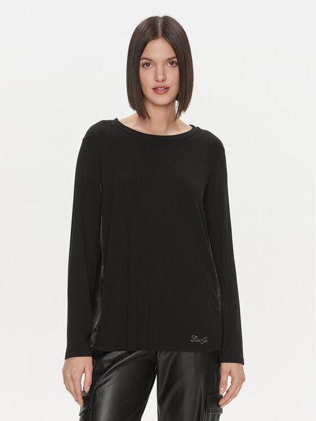 Liu Jo Bluzka 5F3109 J5360 Czarny Regular Fit. Czarne bluzki damskie Liu Jo, xs, bez wzorów, z wiskozy, bez kołnierzyka, bez ramiączek. Za 549.99 zł.