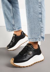 Czarne Sneakersy Vices na Grubej Podeszwie z Metaliczną Ozdobą Nelastra. Czarne obuwie sportowe damskie Born2be, z jeansu, bez zapięcia. Za 99.99 zł.