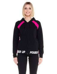 Neonowa damska bluza z kapturem, zapinana na zamek. Czarne bluzy damskie LEONE 1947 APPAREL, na lato, l, bez wzorów, z bawełny, z kapturem. Za 105.21 zł.
