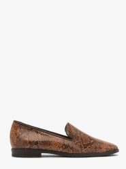 Mokasyny damskie w zwierzęcy print DAKOTA. Brązowe mokasyny damskie Ryłko, ze skóry, bez obcasa. Za 329.99 zł.