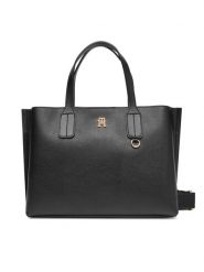 Tommy Hilfiger Torebka Th Distinct Mini Tote AW0AW17459 Czarny. Czarne torebki klasyczne damskie Tommy Hilfiger, ze skóry, bez dodatków. Za 519.99 zł.