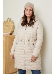Curvy Lady Dwustronny płaszcz pikowany w kolorze beżowym rozmiar: 40/42. Brązowe płaszcze damskie Curvy Lady, bez wzorów, bez kaptura. Za 162.49 zł.