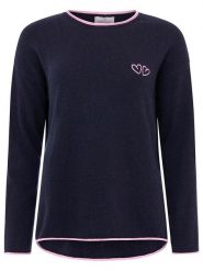 Zwillingsherz Sweter "Double heart" w kolorze granatowym rozmiar: L. Niebieskie swetry klasyczne damskie Zwillingsherz, l, z kaszmiru, bez kołnierzyka. Za 195.45 zł.