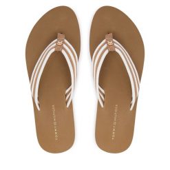 Japonki Tommy Hilfiger. Brązowe klapki damskie Tommy Hilfiger, bez wzorów, bez obcasa, bez zapięcia. Za 189.99 zł.