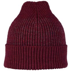 Czapka sportowa Running z odblaskiem z wełny merino active beanie. Czerwone czapki damskie Buff, bez wzorów, z wełny. Za 161.99 zł.