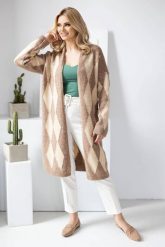 Elegancki sweter kardigan w romby cappuccino. Kardigany damskie PeeKaBoo, uniwersalny, bez wzorów. Za 349.00 zł.