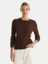 Tommy Hilfiger Sweter WW0WW43586 Brązowy Regular Fit. Brązowe swetry klasyczne damskie Tommy Hilfiger, xxl, z wełny, bez kołnierzyka. Za 649.99 zł.